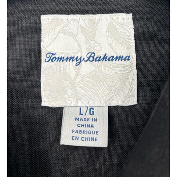 Tommy Bahama Two Palms 100% Linen Raw Edge Jacket Black Large Coastal - Picture 10 of 10